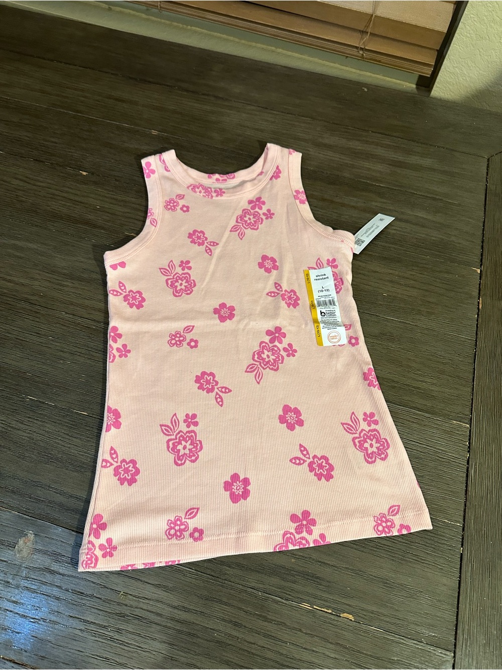 New Girls' Pink Floral Tank Top Dress